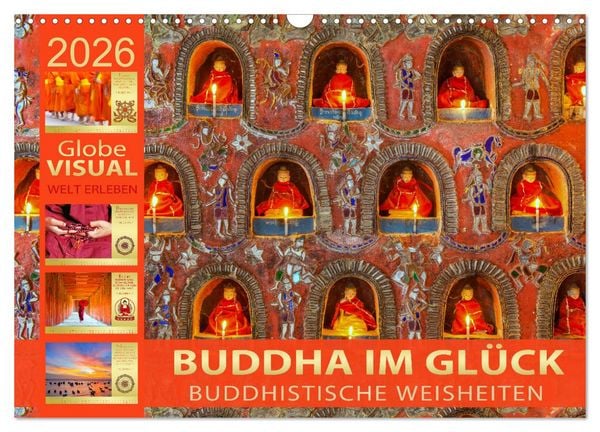 Produktbild: BUDDHA IM GL&Uuml;CK - Buddhistische Weisheiten (Wandkalender 2026 DIN A3 quer), CALVENDO Monatskalender