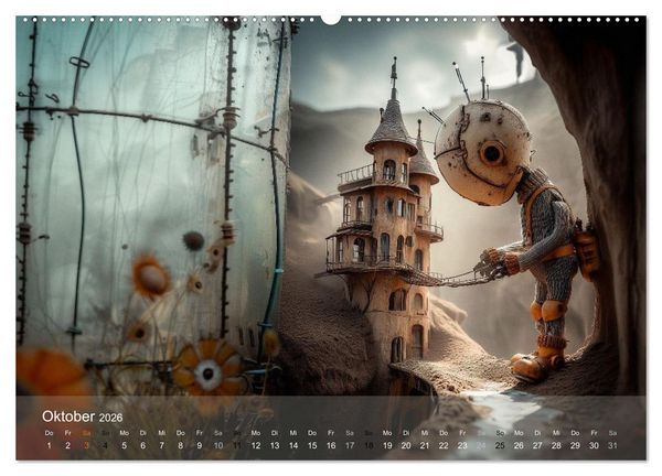 Produktbild: Die Melancholie der kleinen Roboter (Wandkalender 2026 DIN A2 quer), CALVENDO Monatskalender