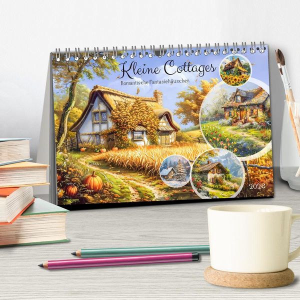 Produktbild: Kleine Cottages - Romantische Fantasieh&auml;uschen (Tischkalender 2026 DIN A5 quer), CALVENDO Monatskalender