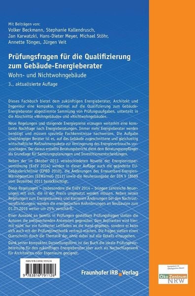 Produktbild: Pr&uuml;fungsfragen f&uuml;r die Qualifizierung zum Geb&auml;ude-Energieberater