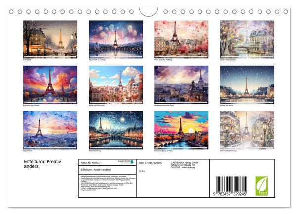 Produktbild: Eiffelturm: Kreativ anders (Wandkalender 2026 DIN A4 quer), CALVENDO Monatskalender