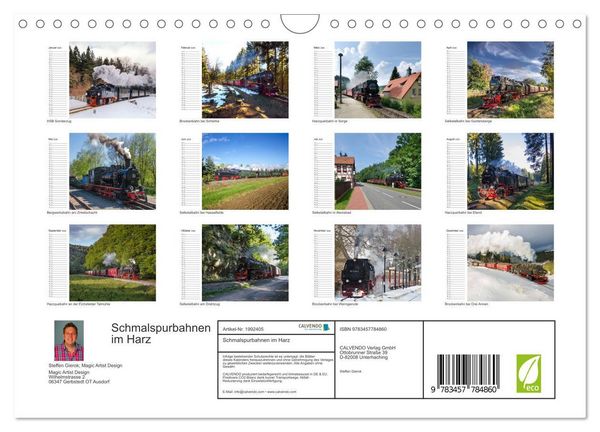 Produktbild: Schmalspurbahnen im Harz (Wandkalender 2026 DIN A4 quer), CALVENDO Monatskalender