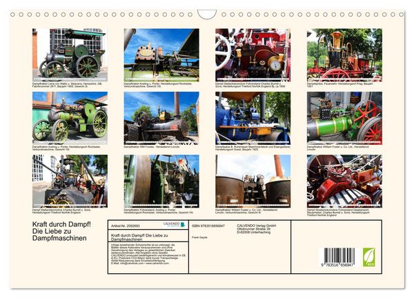 Produktbild: Kraft durch Dampf! Die Liebe zu Dampfmaschinen (Wandkalender 2026 DIN A3 quer), CALVENDO Monatskalender