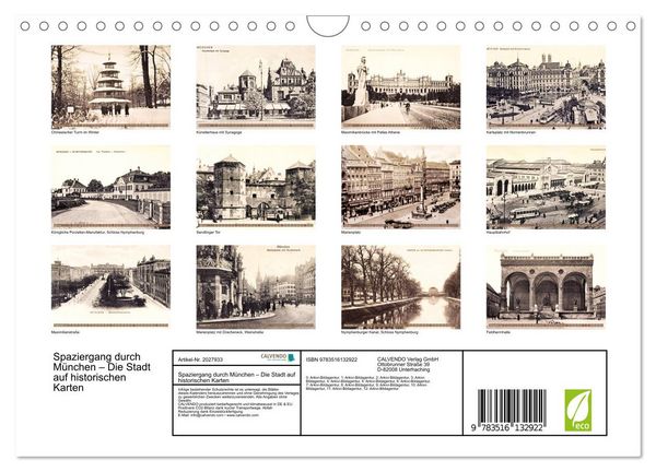 Produktbild: Spaziergang durch M&uuml;nchen &ndash; Die Stadt auf historischen Karten (Wandkalender 2026 DIN A4 quer), CALVENDO Monatskalender