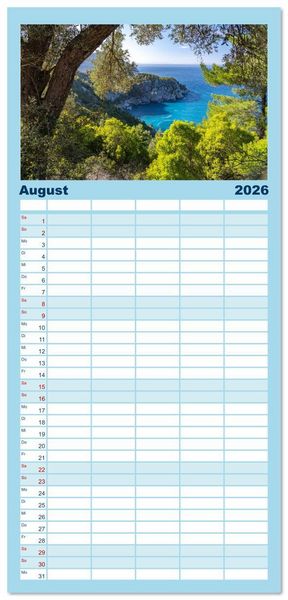 Produktbild: Familienplaner 2026 - Griechenland - Eub&ouml;a - Evia mit 5 Spalten (Wandkalender, 21 x 45 cm) CALVENDO