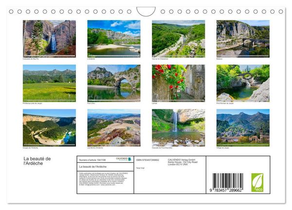 Produktbild: La beaut&eacute; de l'Ard&egrave;che (Calendrier mural 2026 DIN A4 vertical), CALVENDO calendrier mensuel