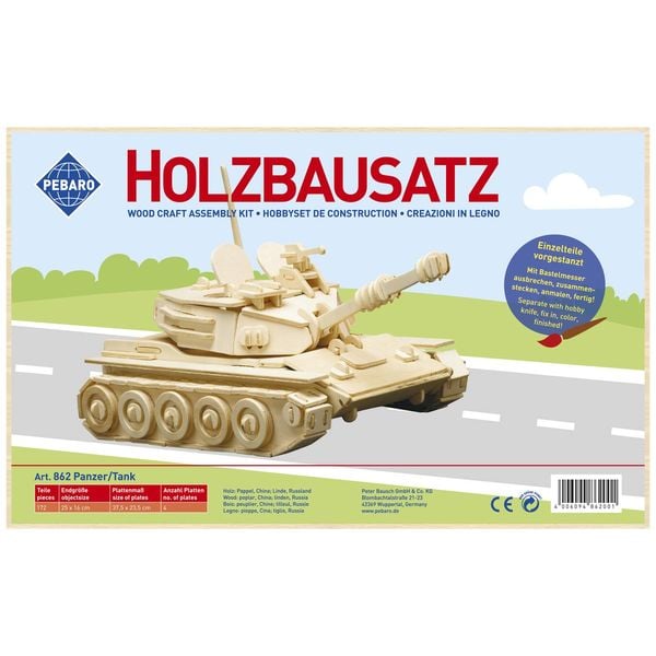Produktbild: PEBARO 862 - Holzbausatz Panzer, 172 Teile, Holzkonstruktion zum Zusammenstecken