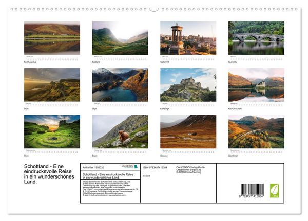 Produktbild: Schottland - Eine eindrucksvolle Reise in ein wundersch&ouml;nes Land. (hochwertiger Premium Wandkalender 2026 DIN A2 quer), Kunstdruck in Hochglanz