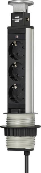 Produktbild: Brennenstuhl 1396200003 Steckdosenturm 3fach Silber, Schwarz Schutzkontakt 1 St.