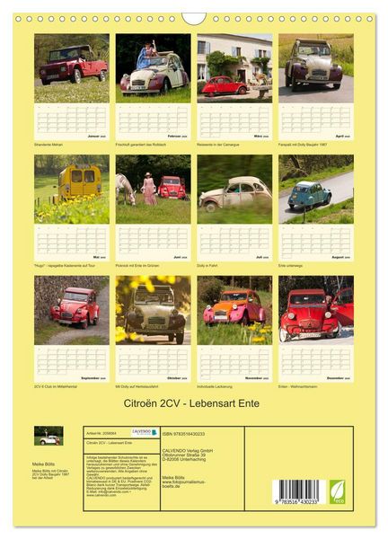 Produktbild: Citro&euml;n 2CV - Lebensart Ente (Wandkalender 2026 DIN A3 hoch), CALVENDO Monatskalender