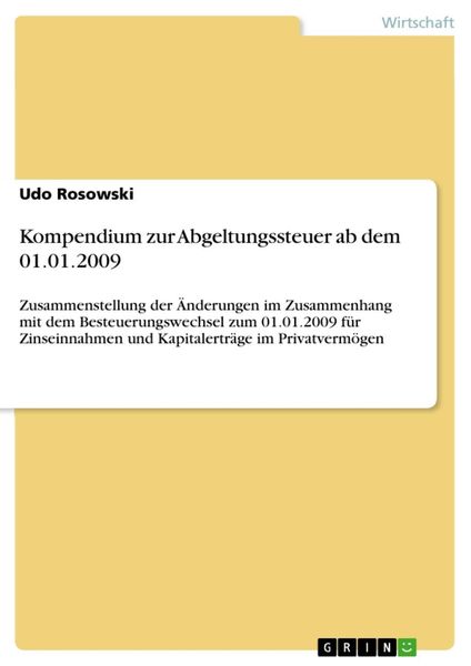 Produktbild: Kompendium zur Abgeltungssteuer ab dem 01.01.2009