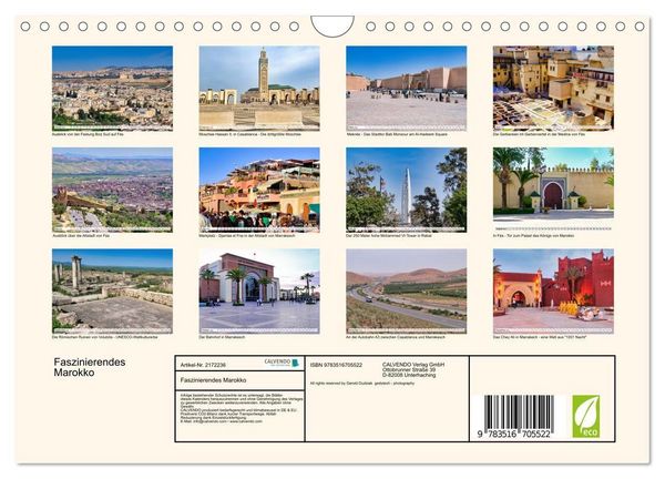 Produktbild: Faszinierendes Marokko (Wandkalender 2026 DIN A4 quer), CALVENDO Monatskalender