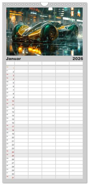 Produktbild: Familienplaner 2026 - Future Rides mit 5 Spalten (Wandkalender, 21 x 45 cm) CALVENDO