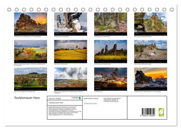 Produktbild: Teufelsmauer Harz (Tischkalender 2026 DIN A5 quer), CALVENDO Monatskalender