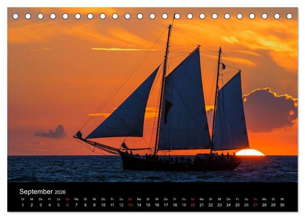 Produktbild: Windjammer auf der Ostsee im Abendlicht (Tischkalender 2026 DIN A5 quer), CALVENDO Monatskalender