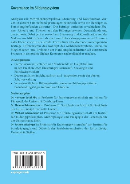 Produktbild: Governance im Bildungssystem