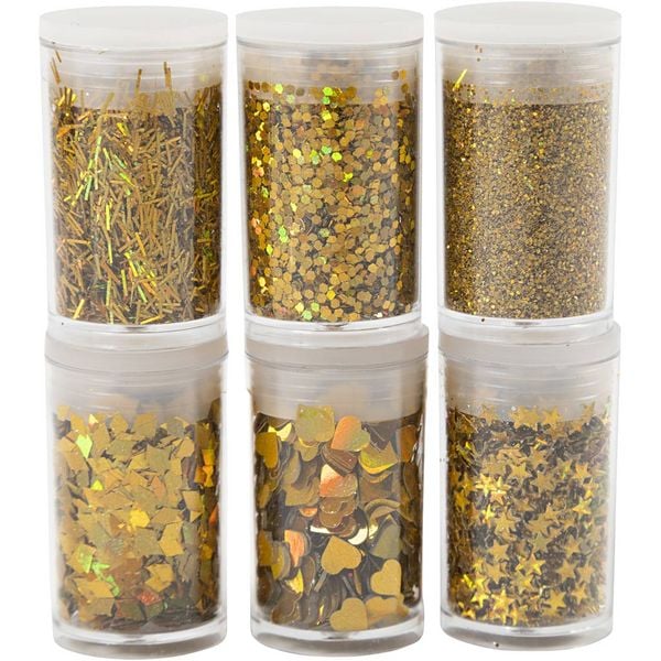 Produktbild: Creativ Company Biologisch abbaubarer Sparkles & Pailletten, Gold, 6x7 ml