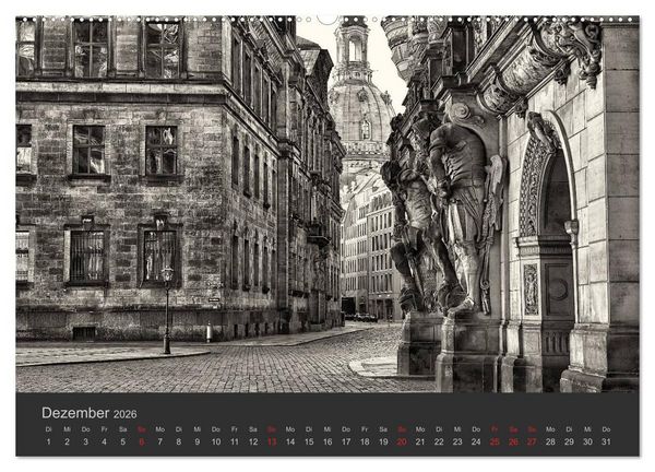 Produktbild: Dresden Schwarz Weiss 2026 (hochwertiger Premium Wandkalender 2026 DIN A2 quer), Kunstdruck in Hochglanz
