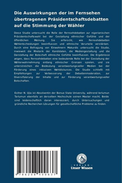 Produktbild: Die Auswirkungen der im Fernsehen &uuml;bertragenen Pr&auml;sidentschaftsdebatten auf die Stimmung der W&auml;hler