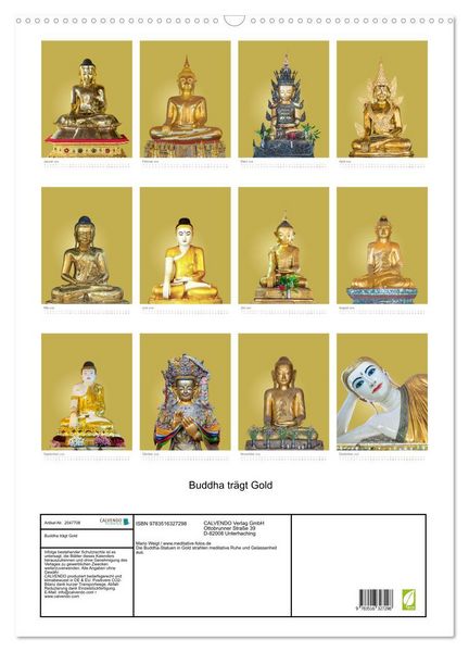 Produktbild: Buddha tr&auml;gt Gold (Wandkalender 2026 DIN A2 hoch), CALVENDO Monatskalender