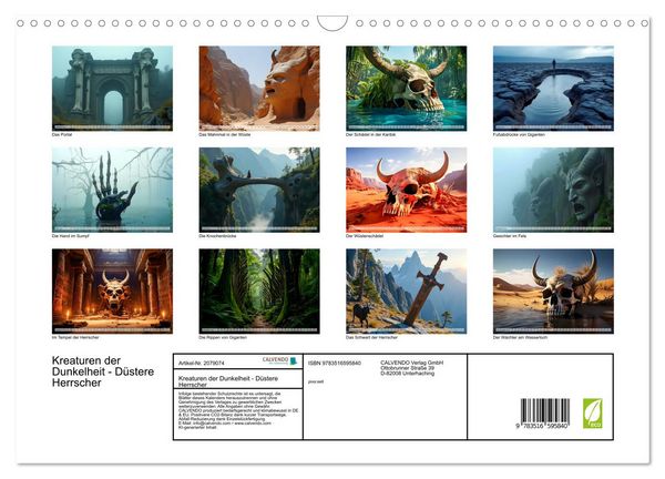 Produktbild: Kreaturen der Dunkelheit - D&uuml;stere Herrscher (Wandkalender 2026 DIN A3 quer), CALVENDO Monatskalender