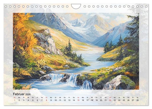Produktbild: Zauber der Berge. Malerische Naturwunder in &Ouml;loptik (Wandkalender 2026 DIN A4 quer), CALVENDO Monatskalender