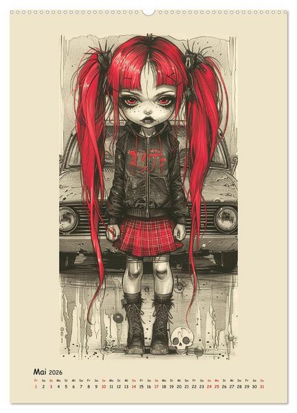 Produktbild: Gothic Punk Girls im k&uuml;nstlerischen Manga-Stil (Wandkalender 2026 DIN A2 hoch), CALVENDO Monatskalender