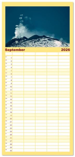 Produktbild: Familienplaner 2026 - &Auml;tna - Europas h&ouml;chster Vulkan mit 5 Spalten (Wandkalender, 21 x 45 cm) CALVENDO