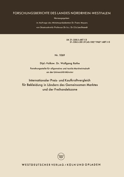 Produktbild: Internationaler Preis- und Kaufkraftvergleich f&uuml;r Bekleidung in L&auml;ndern des Gemeinsamen Marktes und der Freihandelszone