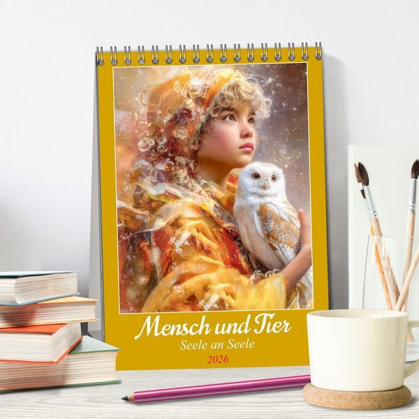 Produktbild: Mensch und Tier - Seele an Seele (Tischkalender 2026 DIN A5 hoch), CALVENDO Monatskalender