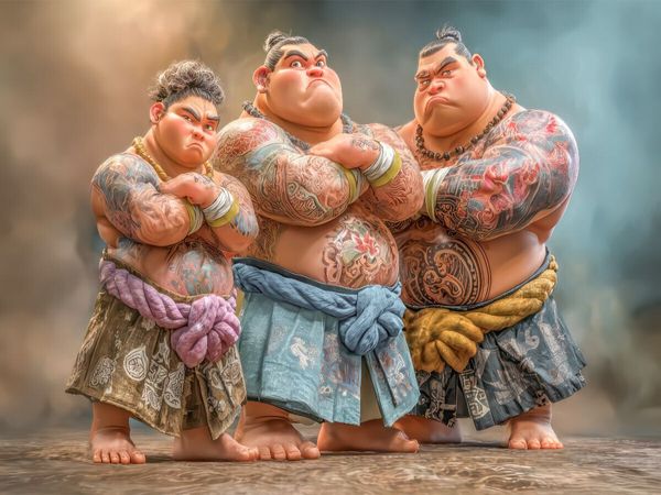 Produktbild: CALVENDO Puzzle Sumoringer Karikaturen | 1000 Teile Lege-Gr&ouml;&szlig;e 64x48cm Foto-Puzzle f&uuml;r gl&uuml;ckliche Stunden