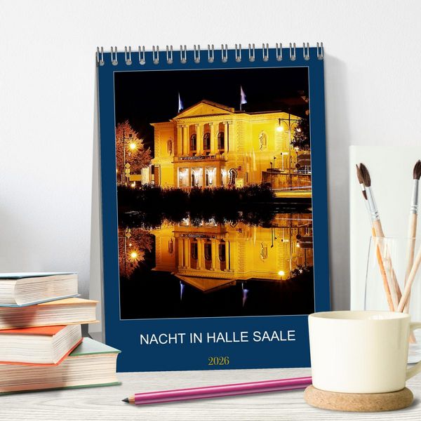 Produktbild: NACHT IN HALLE SAALE (Tischkalender 2026 DIN A5 hoch), CALVENDO Monatskalender