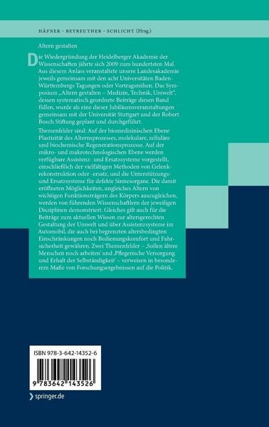 Produktbild: Altern gestalten - Medizin, Technik, Umwelt