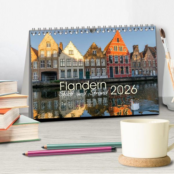 Produktbild: Flandern - Stadt und Strand (Tischkalender 2026 DIN A5 quer), CALVENDO Monatskalender