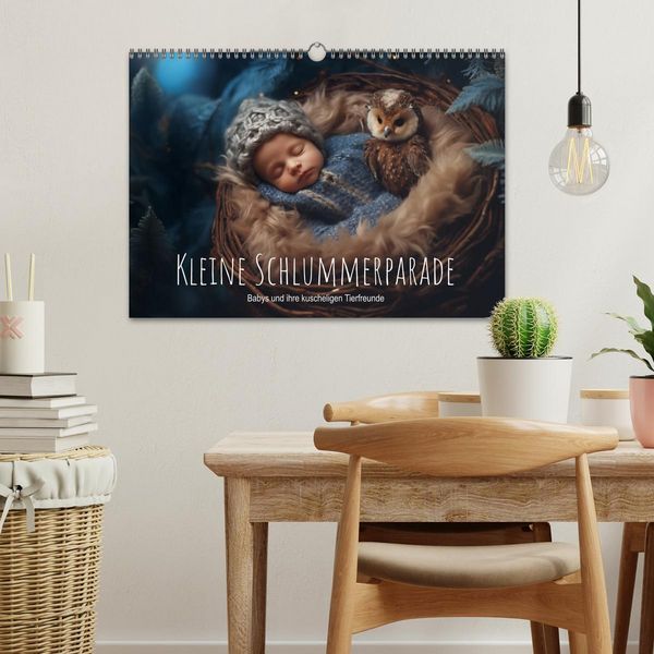 Produktbild: Kleine Schlummerparade: Babys und ihre kuscheligen Tierfreunde (Wandkalender 2026 DIN A3 quer), CALVENDO Monatskalender