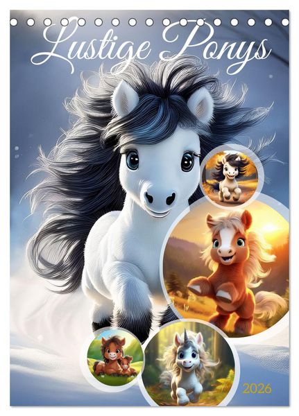 Produktbild: Lustige Ponys (Tischkalender 2026 DIN A5 hoch), CALVENDO Monatskalender