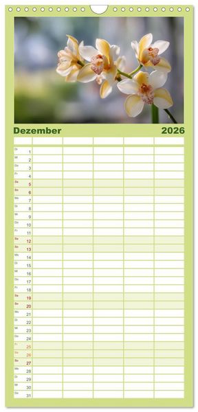 Produktbild: Familienplaner 2026 - Im Schatten der Orchidee mit 5 Spalten (Wandkalender, 21 x 45 cm) CALVENDO