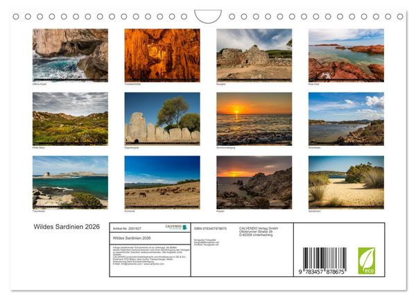 Produktbild: Wildes Sardinien 2026 (Wandkalender 2026 DIN A4 quer), CALVENDO Monatskalender