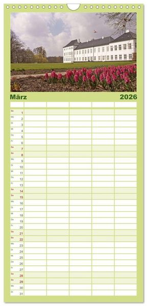 Produktbild: Familienplaner 2026 - Schl&ouml;sser in D&auml;nemark mit 5 Spalten (Wandkalender, 21 x 45 cm) CALVENDO