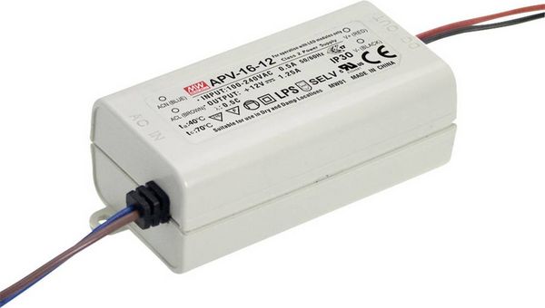 Produktbild: MEAN WELL APV-16-5 LED-Trafo Konstantspannung 13 W 0 - 2.6 A 5 V/DC nicht dimmbar, &Uuml;berlastschutz 1 St.