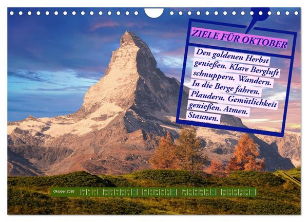 Produktbild: ZIELE Monat f&uuml;r Monat (Wandkalender 2026 DIN A4 quer), CALVENDO Monatskalender