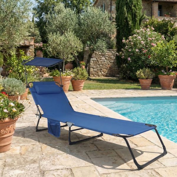 Produktbild: Sonnenliege Liegestuhl Gartenliege Dach Bindox L