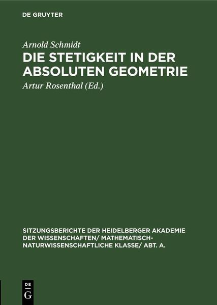 Produktbild: Die Stetigkeit in der absoluten Geometrie