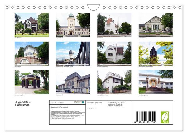 Produktbild: Jugendstil - Darmstadt (Wandkalender 2026 DIN A4 quer), CALVENDO Monatskalender