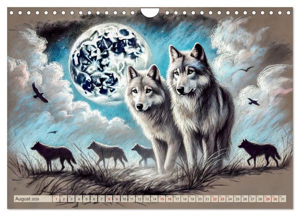 Produktbild: Die Eleganz der W&ouml;lfe - Mythische Begegnungen in der Natur (Wandkalender 2026 DIN A4 quer), CALVENDO Monatskalender