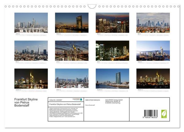 Produktbild: Frankfurt Skyline von Petrus Bodenstaff (Wandkalender 2026 DIN A3 quer), CALVENDO Monatskalender