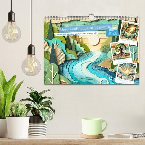 Produktbild: More confidence in 12 months - Collages with reflection questions for a stronger self (Wall Calendar 2026 DIN A4 landscape), CALVENDO 12 Month Wall Calendar