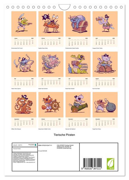 Produktbild: Tierische Piraten (Wandkalender 2026 DIN A4 hoch), CALVENDO Monatskalender