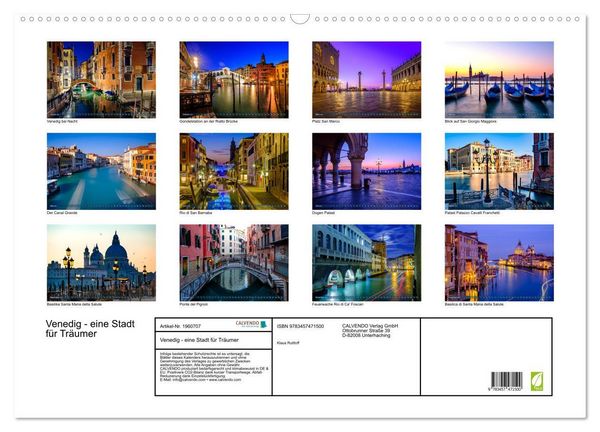 Produktbild: Venedig - eine Stadt f&uuml;r Tr&auml;umer (Wandkalender 2026 DIN A2 quer), CALVENDO Monatskalender