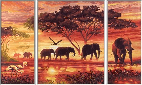 Produktbild: Schipper Malen nach Zahlen: Elefanten Karawane, 50 x 80 cm